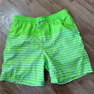 Cat & Jack Neon Green Striped Swim Trunks